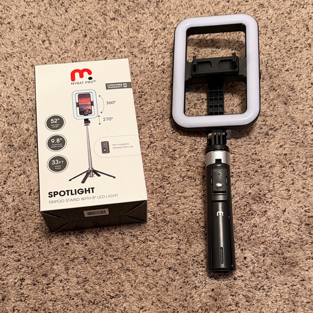 Black Tripod Stand with LED Light and Remote